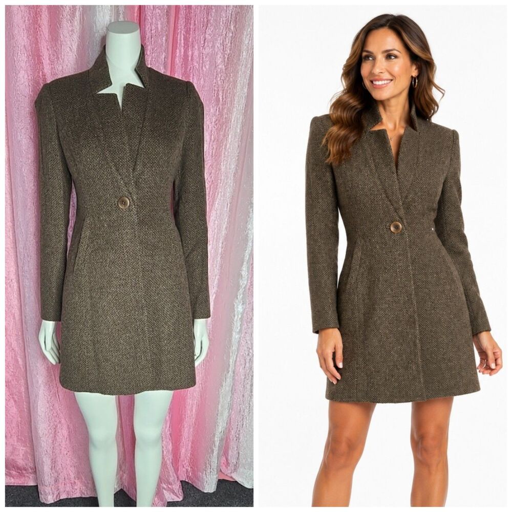 The Fisher Project Eileen Fisher Brown Tweed Baby Alpaca Blazer Jacket Size XXS